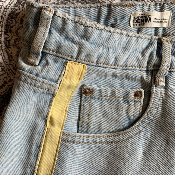 Zara High Waisted Jean Shorts 🩵💛 NEVER WORN - Picture 4 of 6